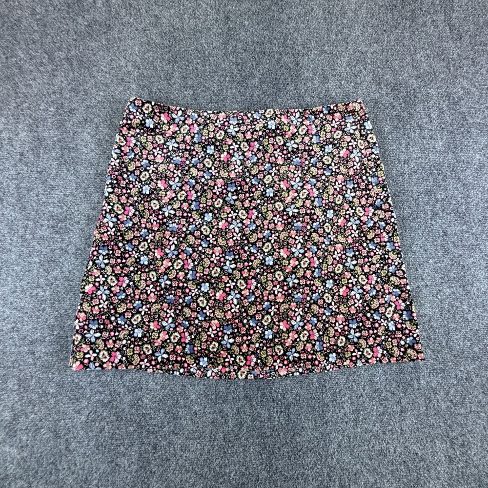 Loft Mini A-Line Skirt Womens 34x18 Multicolor Floral Cotton Back Zipper Casual